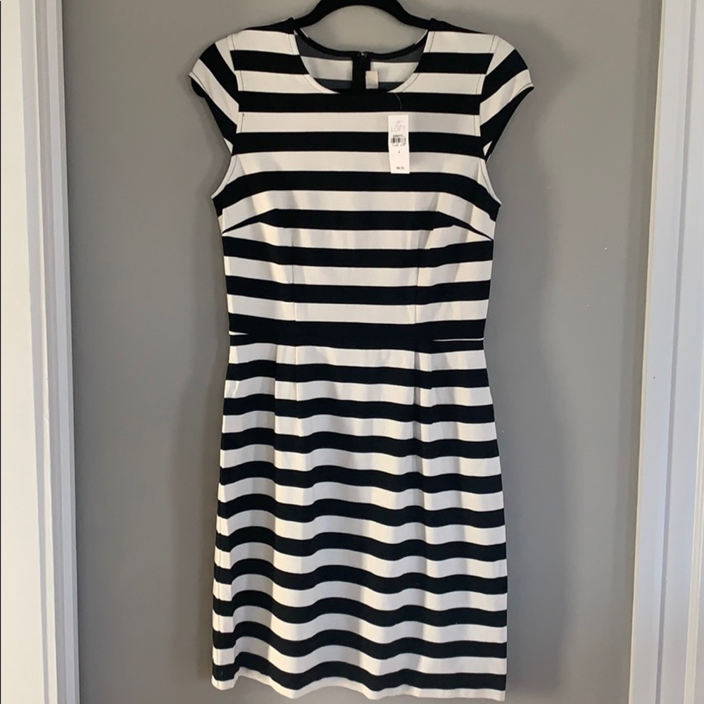 Loft Striped Cap Sleeve Sheath Dress